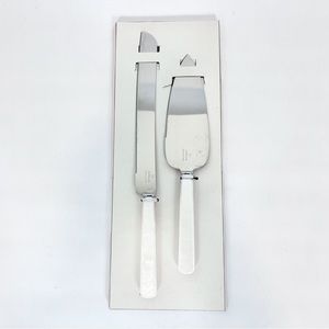 Vintage Wedding Faux Mother Of Pearl Stainless Steel Cake Knife & Server Japan